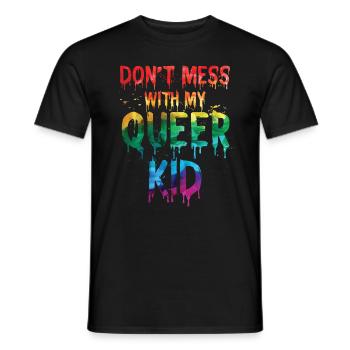 Leg dich nicht mit meinem queeren Kind an - Männer T-Shirt - Schwarz - Vorne - AI Model Male 178 light (178cm)