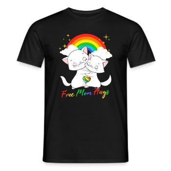 Kostenlose Mama-Umarmungen | Katzen | LGBT-| Pride-Monat - Männer T-Shirt - Schwarz - Vorne - AI Model Male 178 light (178cm)