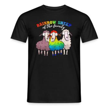 Rainbow Sheep Of The Family - Men's T-Shirt - black - Front - AI Model Male 178 light (178cm)