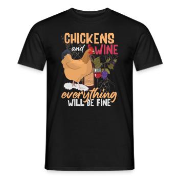 Poulets & Vin - T-shirt homme - noir - Devant - AI Model Male 178 light (178cm)