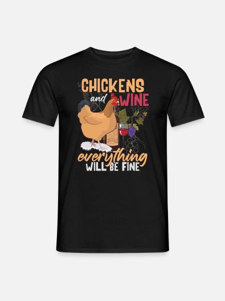 Poulets & Vin - T-shirt homme - noir
