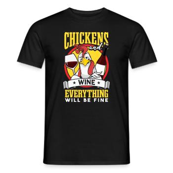 Poulets et vin | Éleveur de poulets - T-shirt homme - noir - Devant - AI Model Male 178 light (178cm)