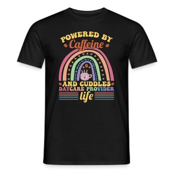 Powered By Caffeine And Cuddles - Men's T-Shirt - black - Front - AI Model Male 178 light (178cm)