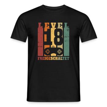 Niveau 18 Déverrouillé 18 Ans Anniversaire Cadeau - T-shirt homme - noir - Devant - AI Model Male 178 light (178cm)