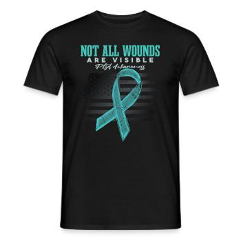 PTBS-Bewusstsein | Nicht alle Wunden sind sichtbar - Männer T-Shirt - Schwarz - Vorne - AI Model Male 178 light (178cm)