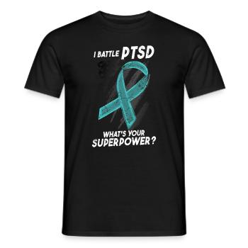Ich kämpfe gegen PTBS | PTBS-Bewusstsein - Männer T-Shirt - Schwarz - Vorne - AI Model Male 178 light (178cm)