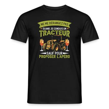 Je Conduis Un Tracteur Sauf Pour Proposer L'Apéro - T-shirt homme - noir - Devant - AI Model Male 178 light (178cm)