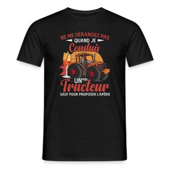 Ne me dérangez pas quand je conduis un tracteur - T-shirt homme - noir - Devant - AI Model Male 178 light (178cm)