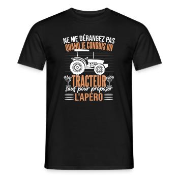 Humoristique Tracteur Apéro - T-shirt homme - noir - Devant - AI Model Male 178 light (178cm)