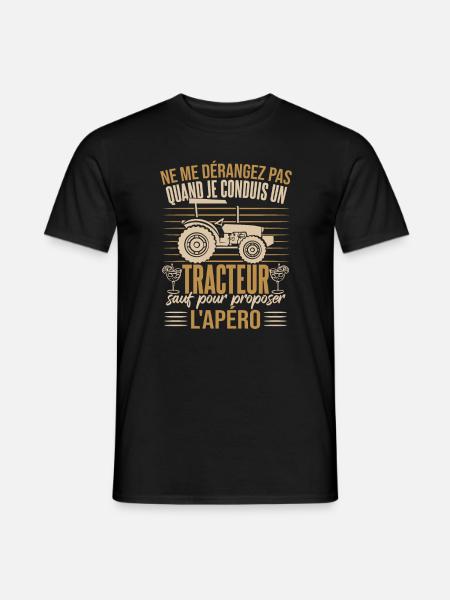 Tracteur Apéro Humour - T-shirt homme - noir