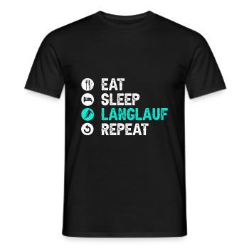 Eat Sleep Langlauf Repeat Wintersport Skifahrer La - Männer T-Shirt - Schwarz - Vorne - AI Model Male 178 light (178cm)
