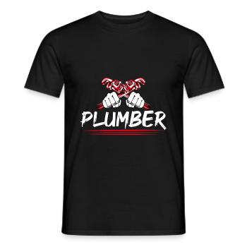 Retro Graphic Plumbing Mechanic Heating Engineer T - Männer T-Shirt - Schwarz - Vorne - AI Model Male 178 light (178cm)