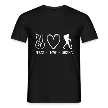 Peace Love Hiking Mountaineering Trekking Outdoor - Männer T-Shirt - Schwarz - Vorne - AI Model Male 178 light (178cm)