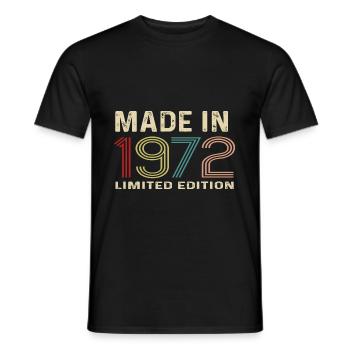 Fabriqué en 1972 Édition Limitée - Pour le 50ème anniversaire - T-shirt homme - noir - Devant - AI Model Male 178 light (178cm)