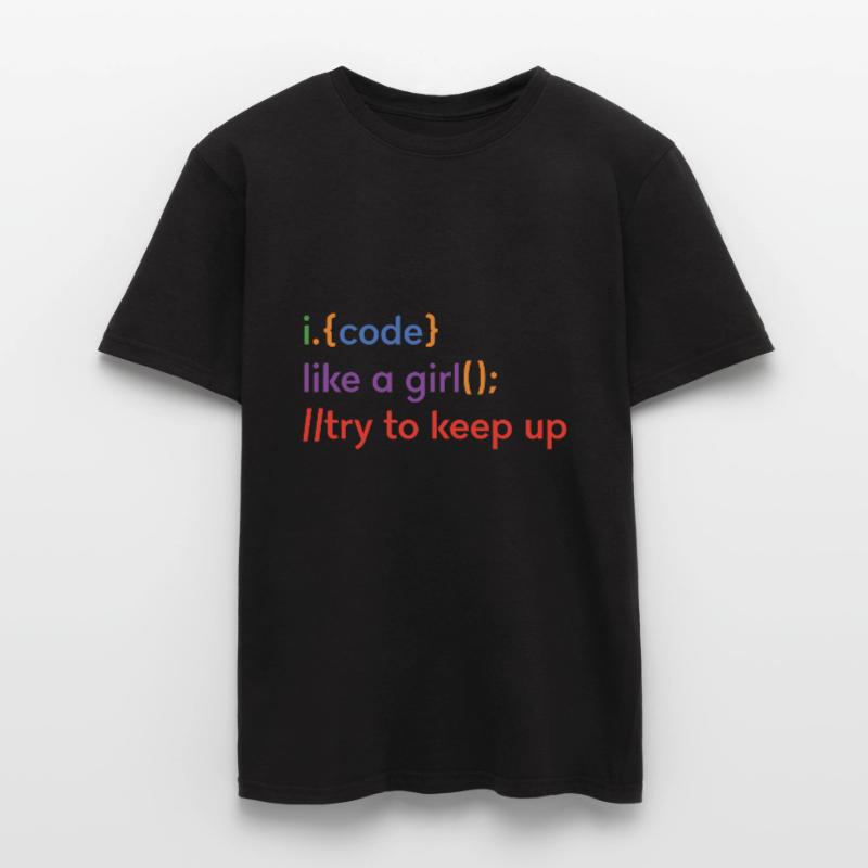 I Code Like A Girl Try To Keep Up Coder Programmer Männer T-Shirt