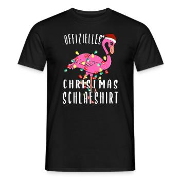 Flamingo Chemise de nuit de Noël - T-shirt homme - noir - Devant - AI Model Male 178 light (178cm)