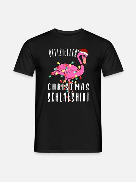 Flamingo Christmas Sleeping Shirt - Men's T-Shirt - black