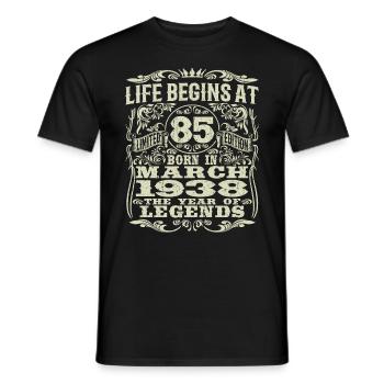 März 1938 - 85 Jahre alt - 85. Geburtstag - Männer T-Shirt - Schwarz - Vorne - AI Model Male 178 light (178cm)