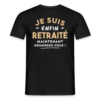 Je suis enfin retraité maintenant, Futur retraité - T-shirt homme - noir - Devant - AI Model Male 178 light (178cm)