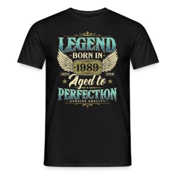 Legend 1989 Born Vintage Cadeau d’anniversaire - T-shirt homme - noir - Devant - AI Model Male 178 light (178cm)