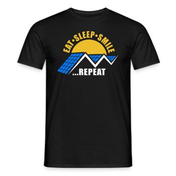 Mangez dormir sourire répéter - Dicton photovoltaïque - T-shirt homme - noir - Devant - AI Model Male 178 light (178cm)