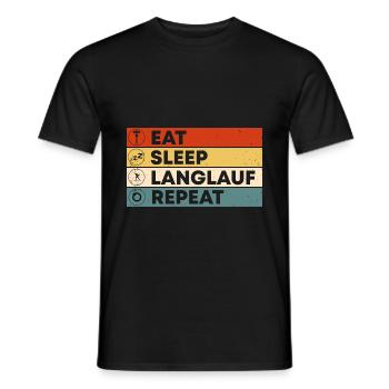 Eat Sleep Langlauf Repeat Wintersport Skifahrer La - Männer T-Shirt - Schwarz - Vorne - AI Model Male 178 light (178cm)