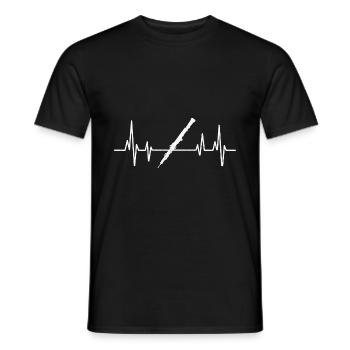 Oboe Player ECG Heartbeat Marching Band Instrument - Men's T-Shirt - black - Front - AI Model Male 178 light (178cm)
