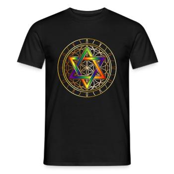 Géométrie Sacrée Fleur de Vie - T-shirt homme - noir - Devant - AI Model Male 178 light (178cm)