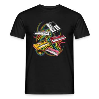 Keyboard Synthesizer Piano - Männer T-Shirt - Schwarz - Vorne - AI Model Male 178 light (178cm)