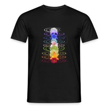 Design géométrique multicolore Chakra yoga été - T-shirt homme - noir - Devant - AI Model Male 178 light (178cm)