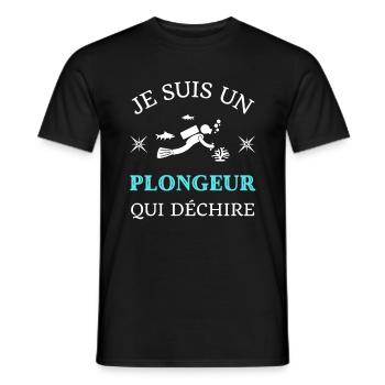 plongeur qui déchire humour plongée sous marine - T-shirt homme - noir - Devant - AI Model Male 178 light (178cm)