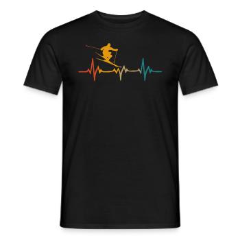 Skiing skier heartbeat - Men's T-Shirt - black - Front - AI Model Male 178 light (178cm)