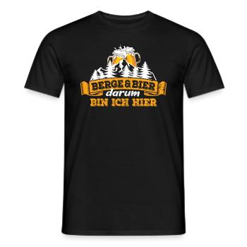 Berge & Bier - darum bin ich hier - Wandern - Männer T-Shirt - Schwarz - Vorne - AI Model Male 178 light (178cm)