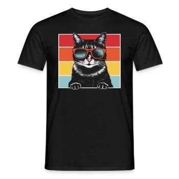 Cat Coolest Pet On Earth Retro Sunglasses Funny - Men's T-Shirt - black - Front - AI Model Male 178 light (178cm)