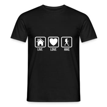 Live Love Hike Mountaineering Trekking Hiker Outdo - Männer T-Shirt - Schwarz - Vorne - AI Model Male 178 light (178cm)