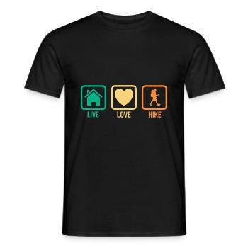 Live Love Hike Mountaineering Trekking Hiker Outdo - Männer T-Shirt - Schwarz - Vorne - AI Model Male 178 light (178cm)