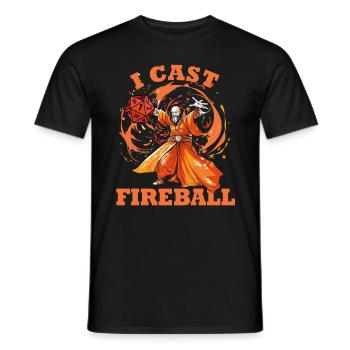 Ich habe Feuerball gewirkt - Magier, Zauberer, Hexenmeister, Sourcerer - Männer T-Shirt - Schwarz - Vorne - AI Model Male 178 light (178cm)
