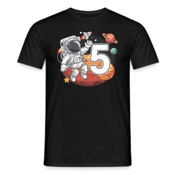 5e anniversaire Astronaute Aventure spatiale pour les garçons - T-shirt homme - noir - Devant - AI Model Male 178 light (178cm)