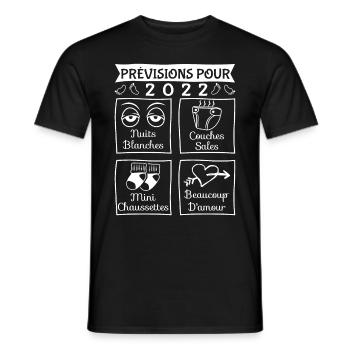 Prévisions pour 2022,future mama,futur papa,papa - T-shirt homme - noir - Devant - AI Model Male 178 light (178cm)