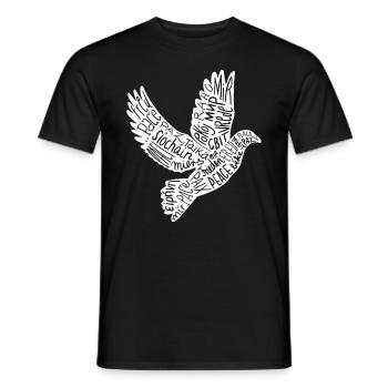 Friedenstaube mit dem Wort Frieden in EU Sprachen - Männer T-Shirt - Schwarz - Vorne - AI Model Male 178 light (178cm)
