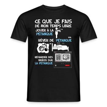 Pétanque Temps Libre Du Papa Bouliste - T-shirt homme - noir - Devant - AI Model Male 178 light (178cm)