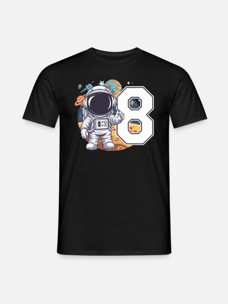 8e anniversaire astronaute aventure spatiale pour les garçons - T-shirt homme - noir