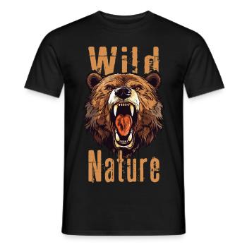 Grizzli Ours rugissant Tête d’ours Nature Nature Forêt - T-shirt homme - noir - Devant - AI Model Male 178 light (178cm)