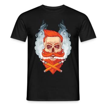 Totenkopf mit Bart raucht Viper. - Männer T-Shirt - Schwarz - Vorne - AI Model Male 178 light (178cm)