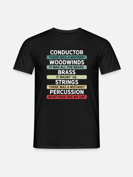 Funny conductor and orchestra - Men's T-Shirt - black