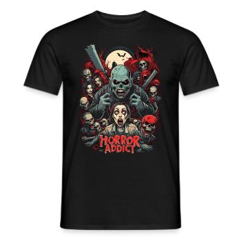 Horror Movie Zombie Illustration - Men's T-Shirt - black - Front - AI Model Male 178 light (178cm)