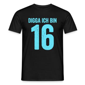 Blau Digga Ich Bin 16 Jahre Junge 16. Geburtstag - Männer T-Shirt - Schwarz - Vorne - AI Model Male 178 light (178cm)