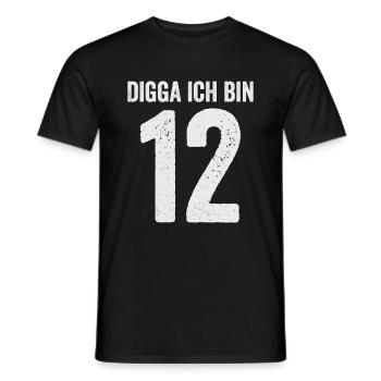 Digga J’ai 12 Fille Garçon 12e anniversaire - T-shirt homme - noir - Devant - AI Model Male 178 light (178cm)