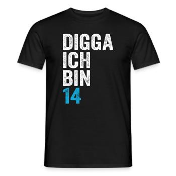 Digga J’ai 14 ans garçon 14e anniversaire - T-shirt homme - noir - Devant - AI Model Male 178 light (178cm)