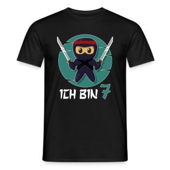 Ich Bin 7 Ninja 7. Geburtstag Jungen 7. Geburtstag - Männer T-Shirt - Schwarz - Vorne - AI Model Male 178 light (178cm)